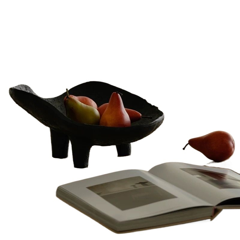 Resin Art Wooden Tray - ถาดใส่ผลไม้สีดำ ถาดเรซิ่น ของตกแต่งสไตล์เรโทร ศิลปะยุคกลาง ของตกแต่งห้องนั่งเล่น โต๊ะกาแฟ