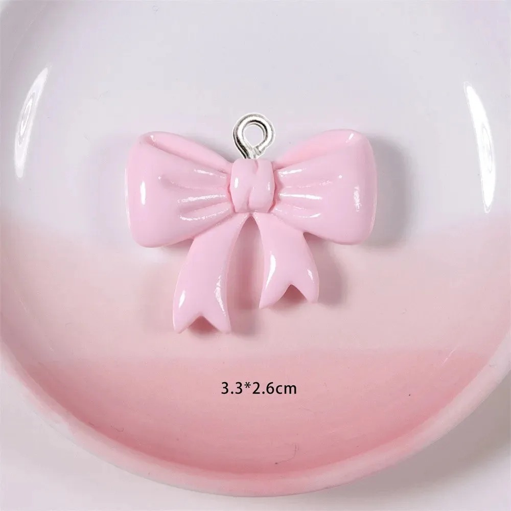 Resin Art Keychain - 10 ชิ้น ชาร์มเรซิ่นรูปโบว์สีลูกกวาด งานแฮนด์เมด เหมาะสำหรับเครื่องประดับผู้หญิง พวงกุญแจ