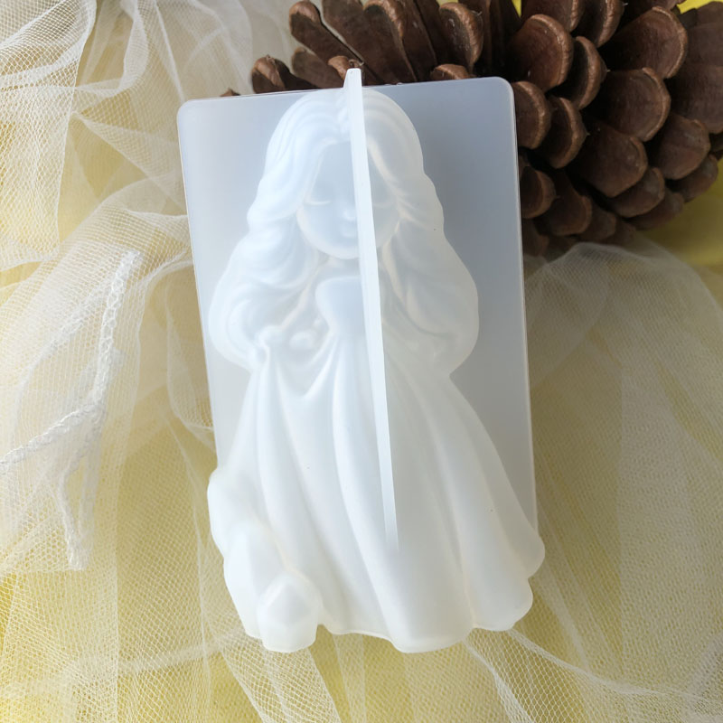 Resin Art Furniture - 3D น่ารักเจ้าหญิงซิลิโคนเทียนแม่พิมพ์ Angel สาวสบู่เรซิ่นพลาสเตอร์ทําแม่พิมพ์ DIY มนุษย์ช็อกโกแลตเบเกอรี่เครื่องมือตกแต่งบ้านของขวัญ