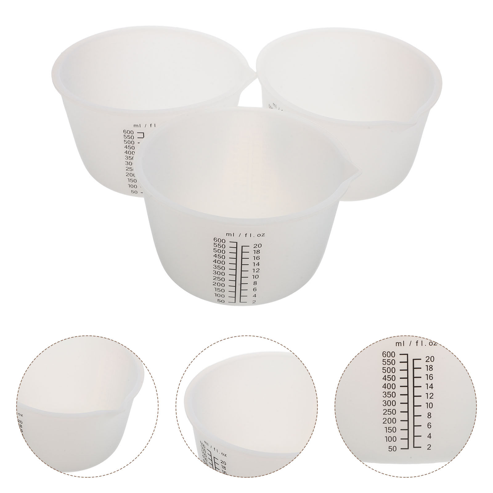 Resin Mixing Cup - ถ้วยซิลิโคนสำหรับเทเรซิน 3 ชิ้น ขนาด 600 มล.