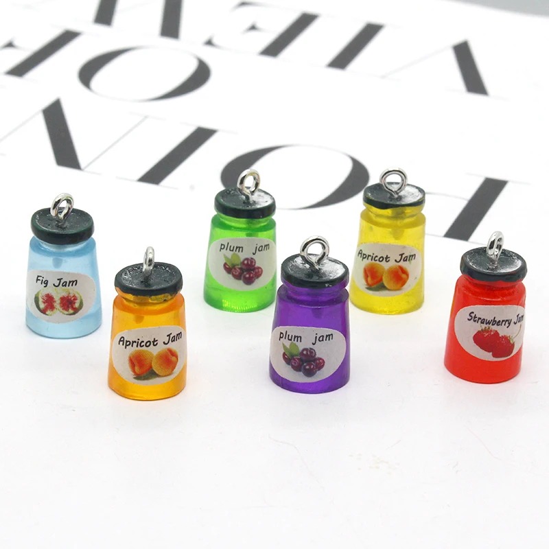 Resin Art Keychain - จี้เรซิ่นรูปผลไม้สตรอว์เบอร์รีแอปเปิ้ล 10 ชิ้น/แพ็ค สำหรับทำต่างหู DIY จี้รูปอาหารน่ารัก