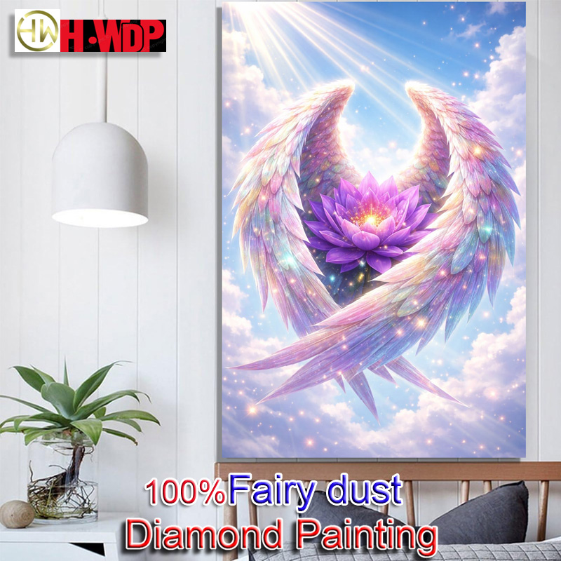 Resin Art Wallpaper - ชุดภาพเพชร 100% Fairy Dust ปีกนางฟ้า โมเสกสี่เหลี่ยม