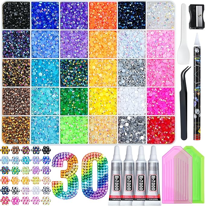 Resin Art Tool Kit - ชุดเรซิ่นเจลลี่ไรน์สโตน 30 สี ขนาด 3 มม.