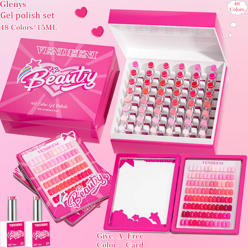 Resin Art Learning - เจลทาเล็บ Glenys 48 สี ยอดนิยม สีแดง