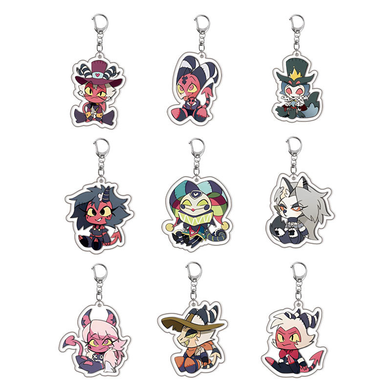 Resin Art Keychain - พวงกุญแจอะคริลิก Hazbin Hotel สินค้าอนิเมะยอดนิยม ของตกแต่งกระเป๋า จี้ห้อยรูปแบบ