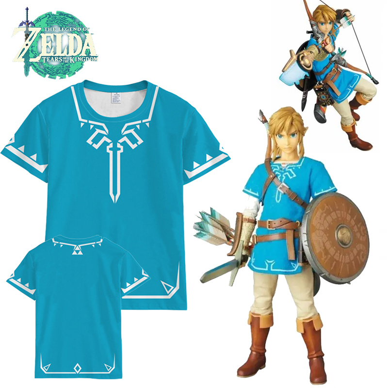 Resin Art Zelda - Zelda Tears of the Kingdom เสื้อยืดการ์ตูนอนิเมะแขนสั้นคอสเพลย์ชุดงานพรอมสำหรับผู้ชายชุดกระโปรงทรงหลวมระบายอากาศเสื้อผ้าของขวัญ