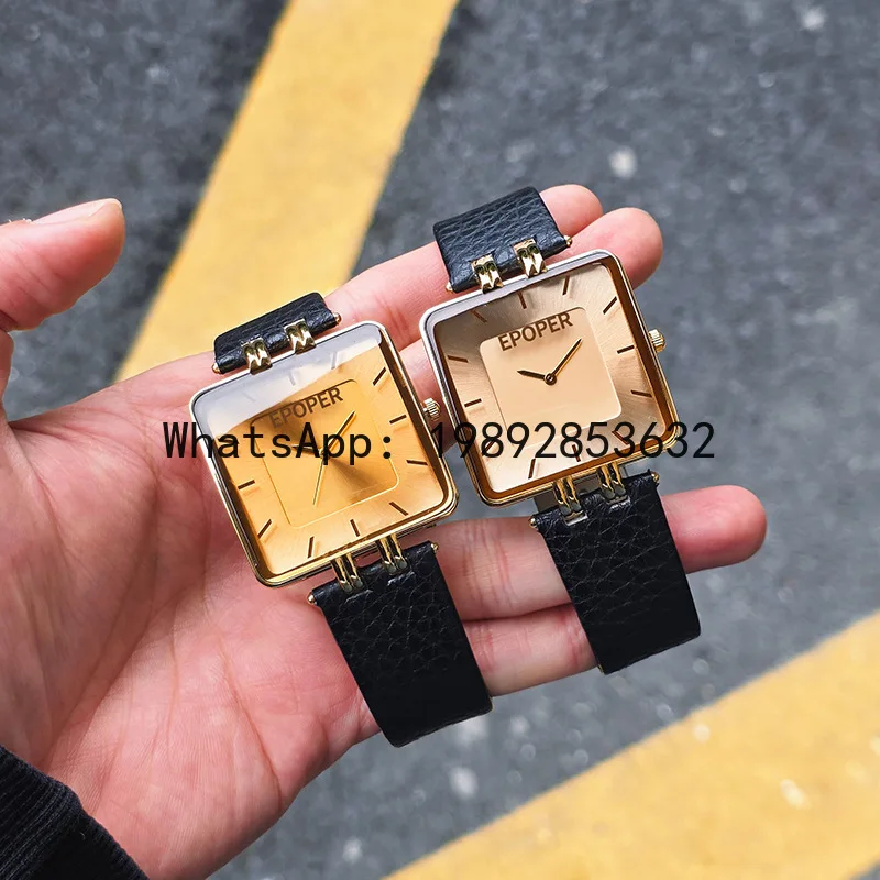 Resin Art Watch - X-14 นาฬิกาควอทซ์ทรงสี่เหลี่ยมอเนกประสงค์ ดีไซน์เรโทรสุดหรู สำหรับที่ทำงาน แฟชั่นศิลปะเฉพาะกลุ่ม