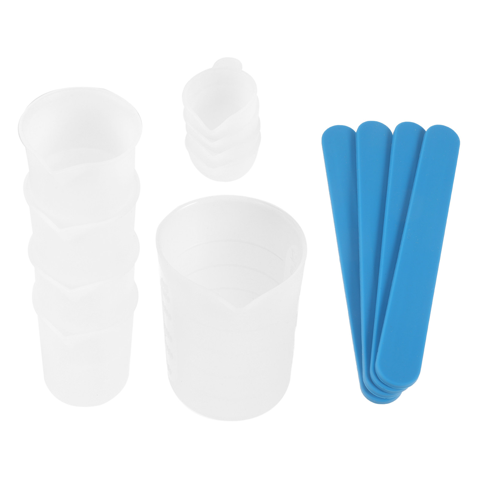 Resin Mixing Cup - ชุดอุปกรณ์ผสมอีพ็อกซี่ 1 ชุด ประกอบด้วยถ้วยซิลิโคนสำหรับตวง ไม้คนแบบปลายแหลม สำหรับงานเรซิ่น