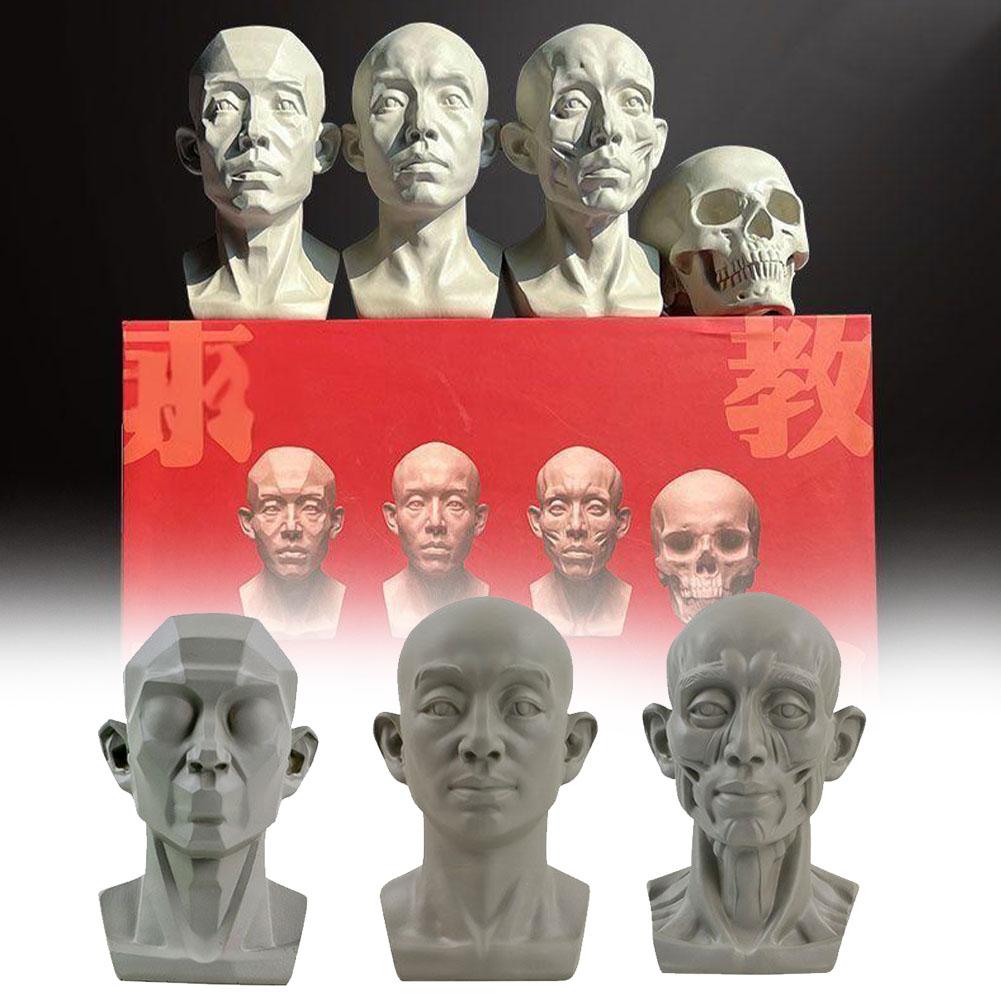 Resin Art Learning - ศิลปะปูนปลาสเตอร์ภาพเหมือนช่วยสอนภาพจำลองแบบหัวแบนปูนปลาสเตอร์ภาพเหมือนเวอร์ชันมินิ Alat Resin ร่างการเรียนรู้