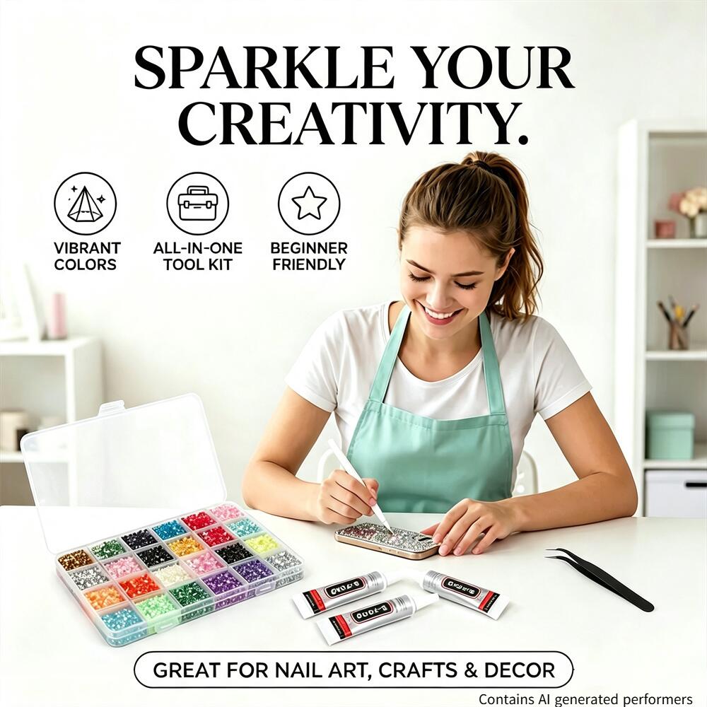 Resin Art Tool Kit - ชุดเพชรเรซินหลากสีขนาด 3 มม. พร้อมเครื่องมือ แหนบ ปากกา