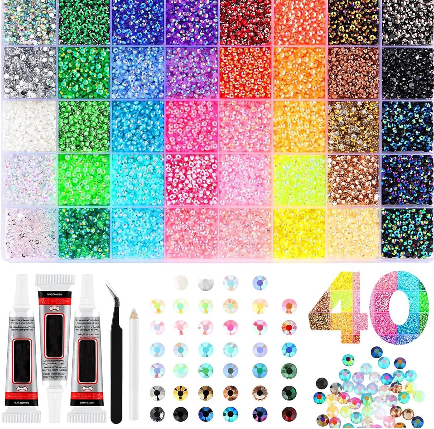 Resin Art Tool Kit - ชุดเรซิ่น DIY สีสันสดใส ประดับด้วยเพชรหลากสีขนาด 3 มม.