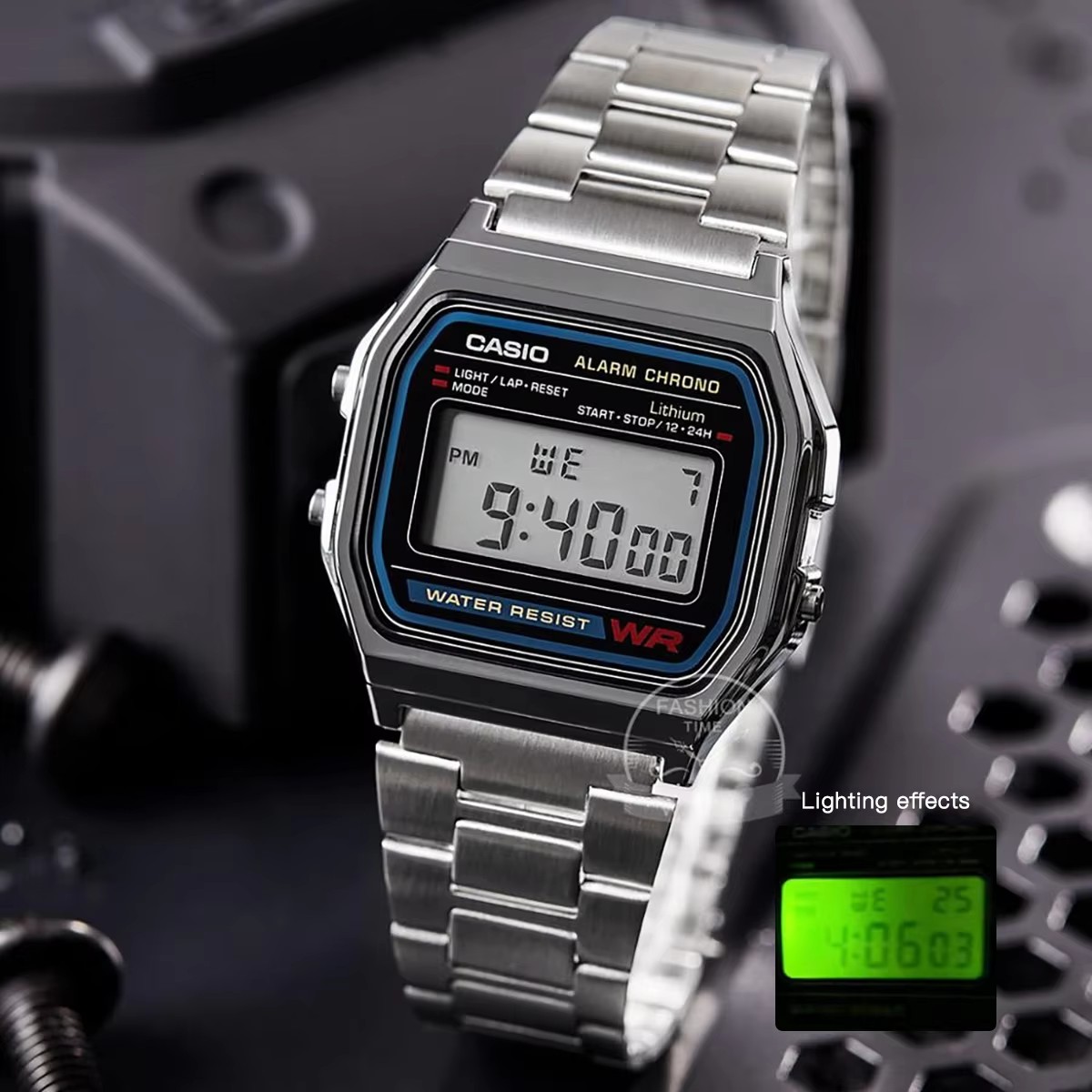 Resin Art Watch - นาฬิกาคาสิโอ นาฬิกาสีเงิน นาฬิกาผู้ชาย แบรนด์หรู LED ดิจิตอล