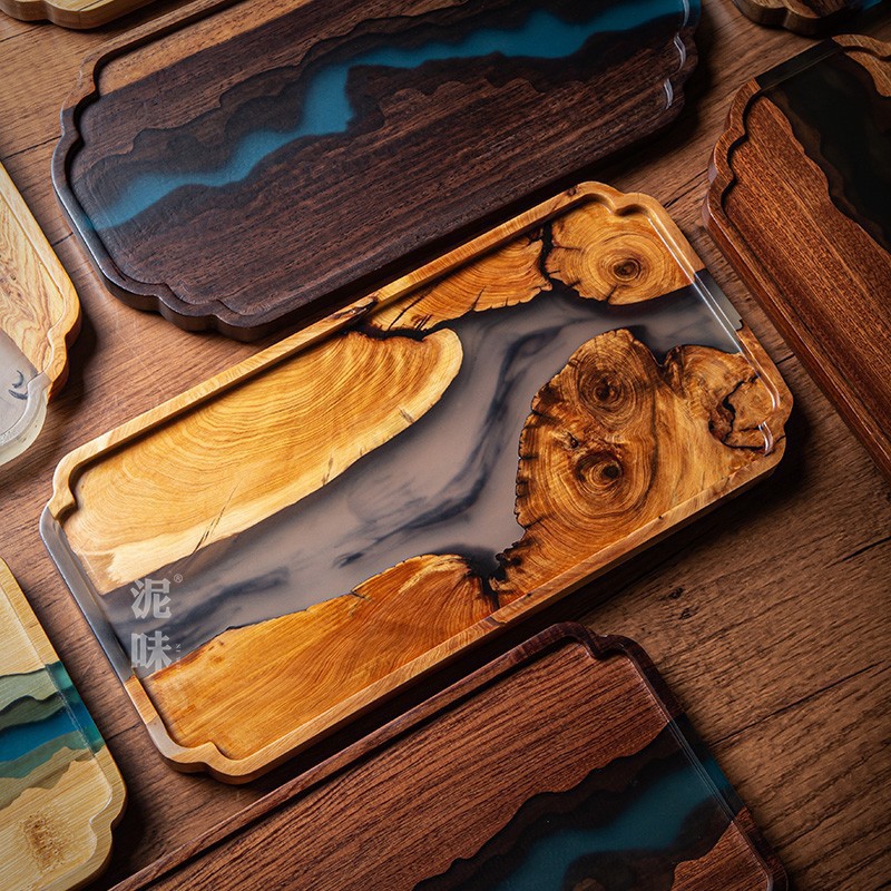 ถาดชาไม้ทูจาสไตล์เซนญี่ปุ่น พร - Resin Art Wooden Tray บทวิจารณ์และราคา