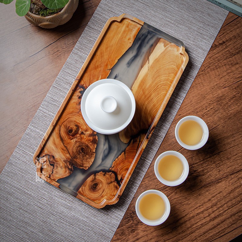 ถาดชาไม้ทูจาสไตล์เซนญี่ปุ่น พร - Resin Art Wooden Tray บทวิจารณ์และราคา