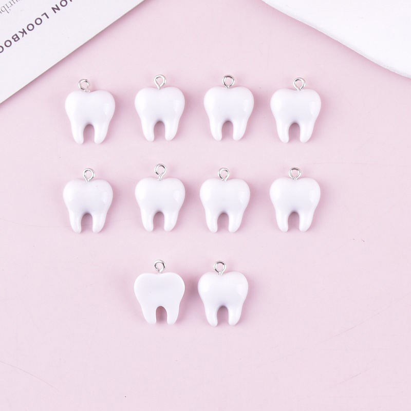 จี้เรซิ่นรูปฟันสีขาวน่ารัก 10  - Resin Art Keychain บทวิจารณ์และราคา