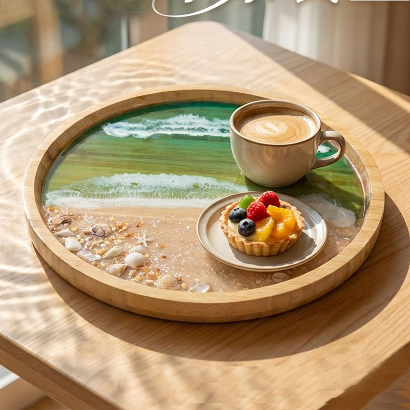 ถาดไม้เสิร์ฟพร้อมงานศิลปะเรซิ่ - Resin Art Wooden Tray บทวิจารณ์และราคา