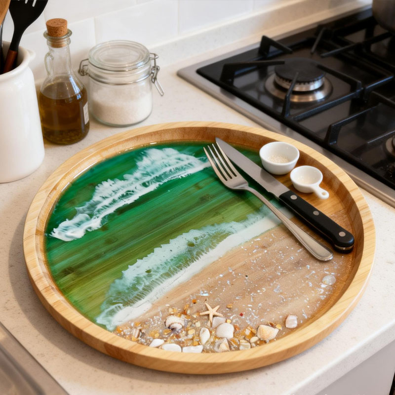 ถาดไม้เสิร์ฟพร้อมงานศิลปะเรซิ่ - Resin Art Wooden Tray บทวิจารณ์และราคา