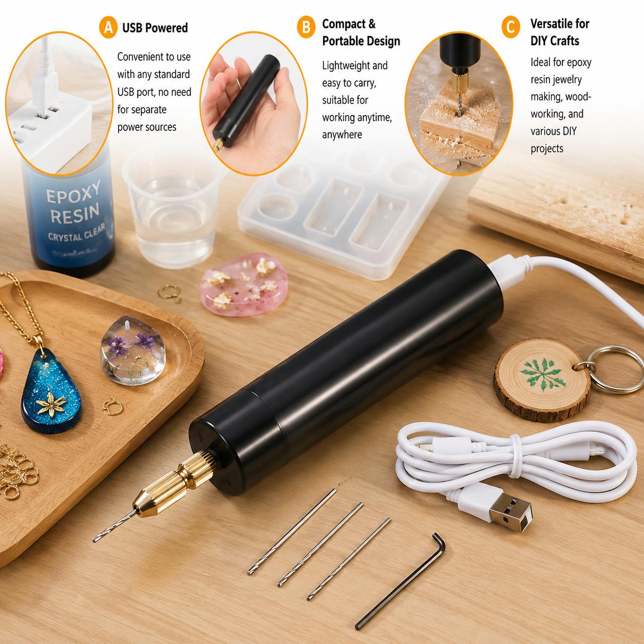 สว่านไฟฟ้าขนาดเล็กแบบพกพา ใช้พ - Resin Art Tool Kit บทวิจารณ์และราคา
