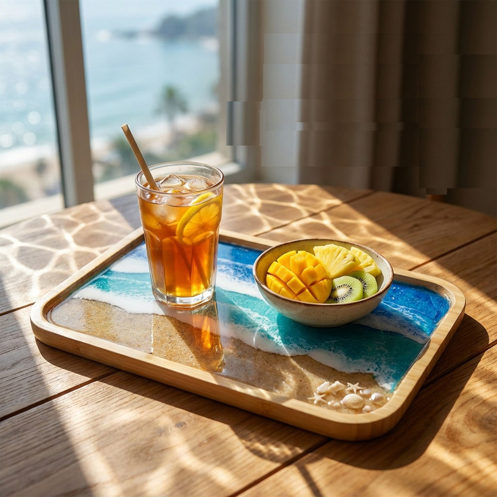 ถาดตกแต่งงานศิลปะเรซิ่นอีพ็อกซ - Resin Art Wooden Tray บทวิจารณ์และราคา