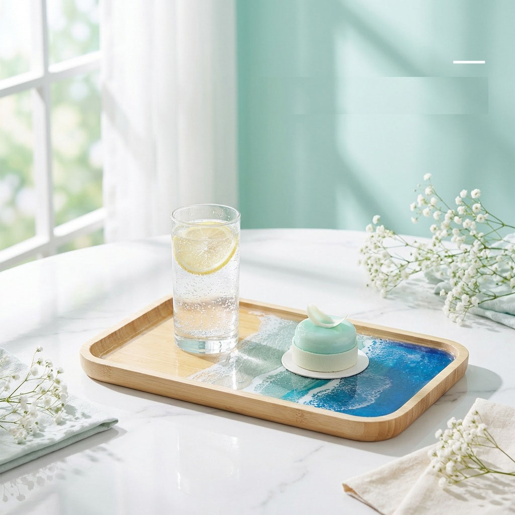 ถาดตกแต่งงานศิลปะเรซิ่นอีพ็อกซ - Resin Art Wooden Tray บทวิจารณ์และราคา
