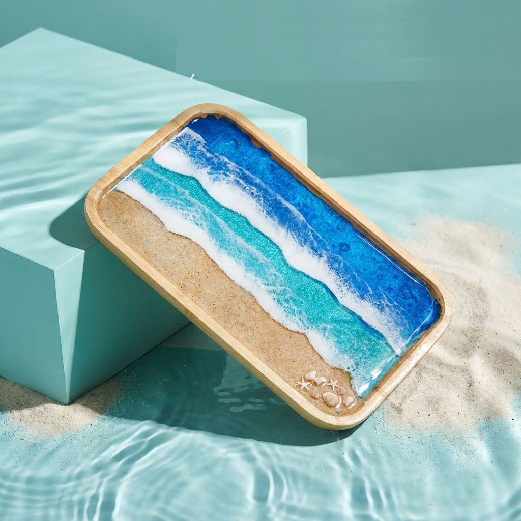 ถาดตกแต่งงานศิลปะเรซิ่นอีพ็อกซ - Resin Art Wooden Tray บทวิจารณ์และราคา