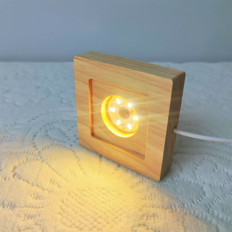 สแควร์ไฟ LED แสดงฐานไม้ Lighte - Resin Art Wooden Tray บทวิจารณ์และราคา