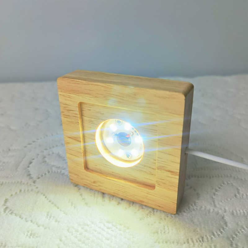 สแควร์ไฟ LED แสดงฐานไม้ Lighte - Resin Art Wooden Tray บทวิจารณ์และราคา