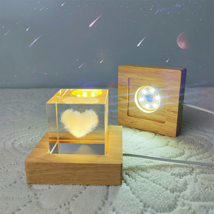 สแควร์ไฟ LED แสดงฐานไม้ Lighte - Resin Art Wooden Tray บทวิจารณ์และราคา